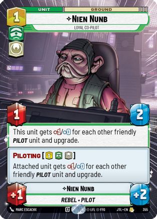 Nien Nunb - Loyal Co-Pilot (355) (Hyperspace) (355) [Jump to Lightspeed] - Fantasy Flight Games - Card Brawlers | Quebec | Canada |