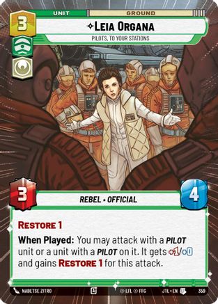 Leia Organa - Pilots, To Your Stations (359) (Hyperspace) (359) [Jump to Lightspeed] - Fantasy Flight Games - Card Brawlers | Quebec | Canada |