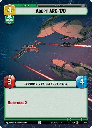Adept ARC-170 (376) (Hyperspace) (376) [Jump to Lightspeed] - Fantasy Flight Games - Card Brawlers | Quebec | Canada |