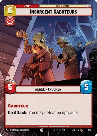 Insurgent Saboteurs (430) (Hyperspace) (430) [Jump to Lightspeed] - Fantasy Flight Games - Card Brawlers | Quebec | Canada |