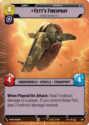 Fett's Firespray - Feared Silhouette (502) (Hyperspace) (502) [Jump to Lightspeed] - Fantasy Flight Games - Card Brawlers | Quebec | Canada |