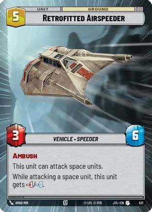 Retrofitted Airspeeder (521) (Hyperspace) (521) [Jump to Lightspeed] - Fantasy Flight Games - Card Brawlers | Quebec | Canada |