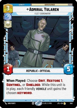 Admiral Yularen - Fleet Coordinator (545) (545) [Jump to Lightspeed] - Fantasy Flight Games - Card Brawlers | Quebec | Canada |