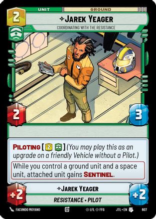 Jarek Yeager - Coordinating With The Resistance (607) (607) [Jump to Lightspeed] - Fantasy Flight Games - Card Brawlers | Quebec | Canada |