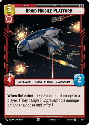 Droid Missile Platform (660) (660) [Jump to Lightspeed] - Fantasy Flight Games - Card Brawlers | Quebec | Canada |