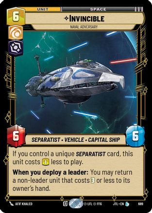 Invincible - Naval Adversary (689) (689) [Jump to Lightspeed] - Fantasy Flight Games - Card Brawlers | Quebec | Canada |