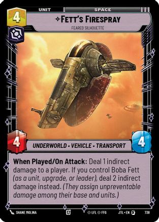 Fett's Firespray - Feared Silhouette (738) (738) [Jump to Lightspeed] - Fantasy Flight Games - Card Brawlers | Quebec | Canada |