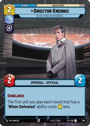 Director Krennic - On the Verge of Greatness (766) (Hyperspace Foil) (766) [Jump to Lightspeed] - Fantasy Flight Games - Card Brawlers | Quebec | Canada |