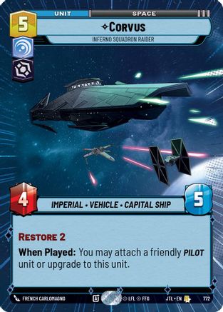 Corvus - Inferno Squadron Raider (772) (Hyperspace Foil) (772) [Jump to Lightspeed] - Fantasy Flight Games - Card Brawlers | Quebec | Canada |