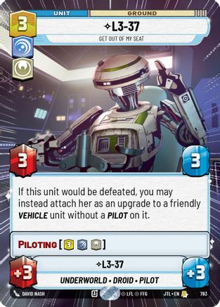 L3-37 - Get Out Of My Seat (783) (Hyperspace Foil) (783) [Jump to Lightspeed] - Fantasy Flight Games - Card Brawlers | Quebec | Canada |