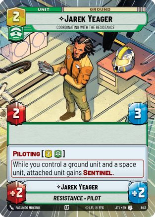 Jarek Yeager - Coordinating With The Resistance (843) (Hyperspace Foil) (843) [Jump to Lightspeed] - Fantasy Flight Games - Card Brawlers | Quebec | Canada |
