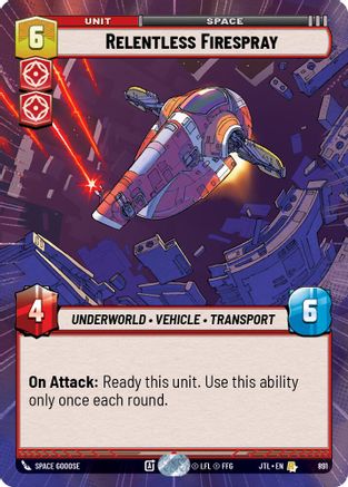 Relentless Firespray (891) (Hyperspace Foil) (891) [Jump to Lightspeed] - Fantasy Flight Games - Card Brawlers | Quebec | Canada |