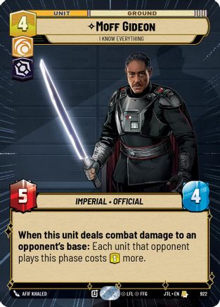 Moff Gideon - I Know Everything (922) (Hyperspace Foil) (922) [Jump to Lightspeed] - Fantasy Flight Games - Card Brawlers | Quebec | Canada |
