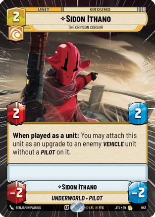 Sidon Ithano - The Crimson Corsair (947) (Hyperspace Foil) (947) [Jump to Lightspeed] - Fantasy Flight Games - Card Brawlers | Quebec | Canada |