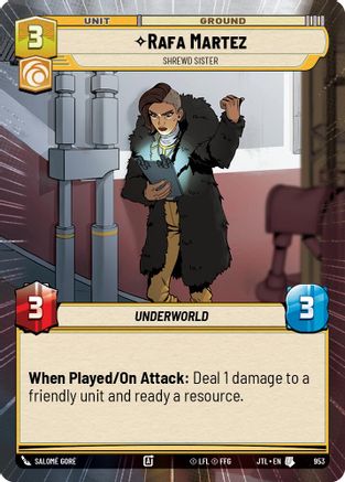 Rafa Martez - Shrewd Sister (953) (Hyperspace Foil) (953) [Jump to Lightspeed] - Fantasy Flight Games - Card Brawlers | Quebec | Canada |