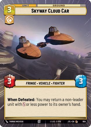 Skyway Cloud Car (954) (Hyperspace Foil) (954) [Jump to Lightspeed] - Fantasy Flight Games - Card Brawlers | Quebec | Canada |