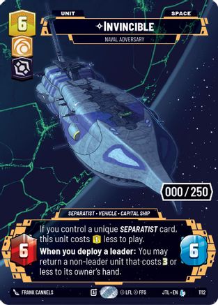 Invincible - Naval Adversary (1112) (Serialized) (1112) [Jump to Lightspeed] - Fantasy Flight Games - Card Brawlers | Quebec | Canada |