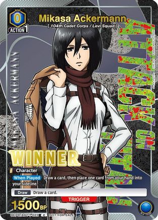 Mikasa Ackermann (Winner) (UEPR/AOT-1-023) - Union Arena Promotion Cards Foil