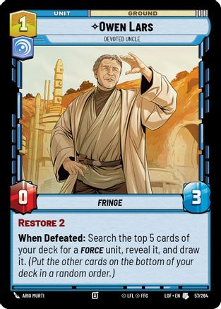 Owen Lars - Devoted Uncle (57/264) (57/264) [Legends of the Force] - Fantasy Flight Games - Card Brawlers | Quebec | Canada |