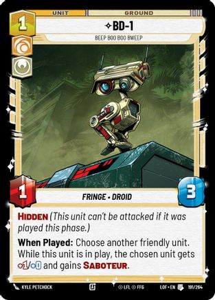 BD-1 - Beep Boo Boo Bweep (191/264) (191/264) [Legends of the Force] - Fantasy Flight Games - Card Brawlers | Quebec | Canada |