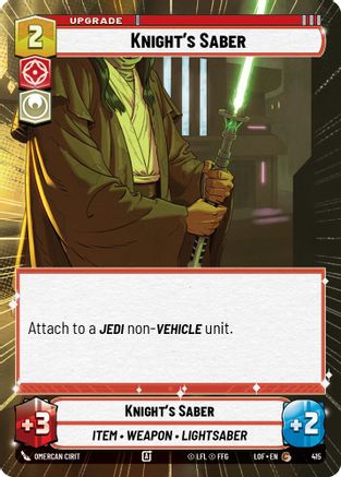Knight's Saber (415) (Hyperspace) (415) [Legends of the Force] - Fantasy Flight Games - Card Brawlers | Quebec | Canada |