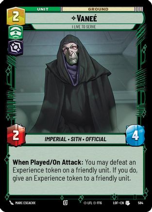 Vanee - I Live to Serve (584) (Foil) (584) [Legends of the Force] - Fantasy Flight Games - Card Brawlers | Quebec | Canada |