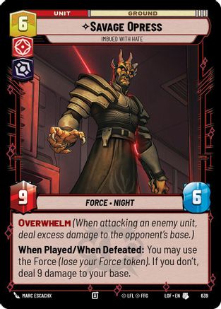 Savage Opress - Imbued With Hate (639) (Foil) (639) [Legends of the Force] - Fantasy Flight Games - Card Brawlers | Quebec | Canada |
