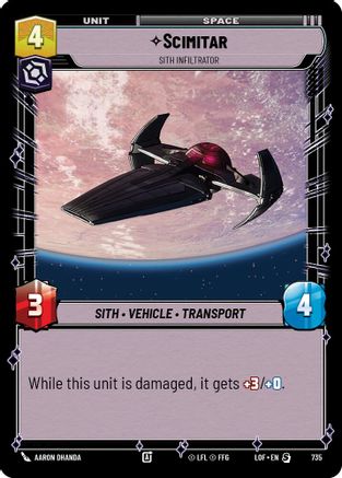 Scimitar - Sith Infiltrator (735) (Foil) (735) [Legends of the Force] - Fantasy Flight Games - Card Brawlers | Quebec | Canada |