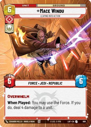 Mace Windu - Leaping into Action (889) (Hyperspace Foil) (889) [Legends of the Force] - Fantasy Flight Games - Card Brawlers | Quebec | Canada |