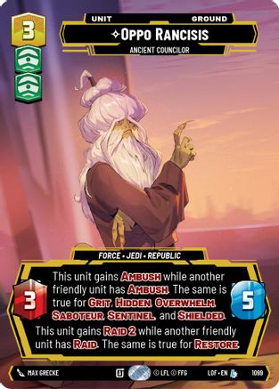 Oppo Rancisis - Ancient Councilor (1099) (Prestige Foil) (1099) [Legends of the Force] - Fantasy Flight Games - Card Brawlers | Quebec | Canada |