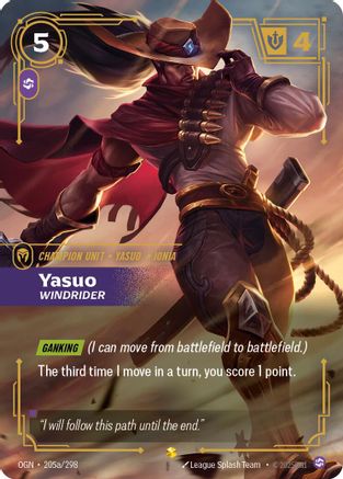 Yasuo - Windrider (Alternate Art) (205a/298) - Origins Foil - Origins - Card Brawlers | Quebec | Canada |