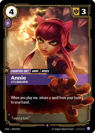 Annie - Stubborn (010/024) - Origins Proving Grounds - Origins: Proving Grounds - Card Brawlers | Quebec | Canada |