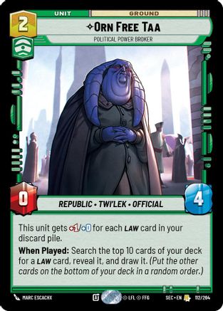 Orn Free Taa (112/264) - Political Power Broker (112/264) [Secrets of Power] - Fantasy Flight Games - Card Brawlers | Quebec | Canada |