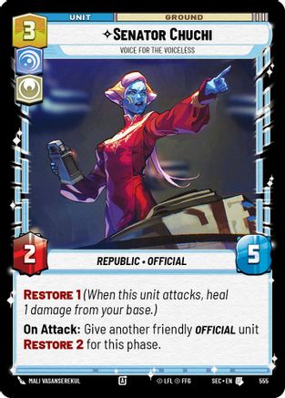 Senator Chuchi - Voice for the Voiceless (Foil) (555) (555) [Secrets of Power] - Fantasy Flight Games - Card Brawlers | Quebec | Canada |