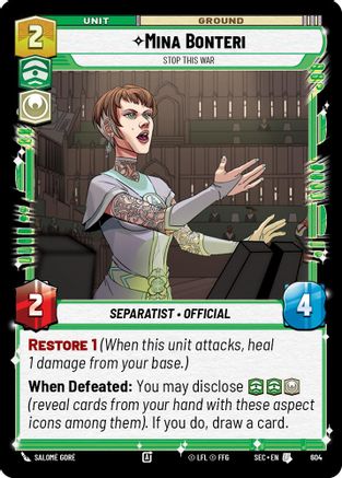Mina Bonteri - Stop This War (Foil) (604) (604) [Secrets of Power] - Fantasy Flight Games - Card Brawlers | Quebec | Canada |