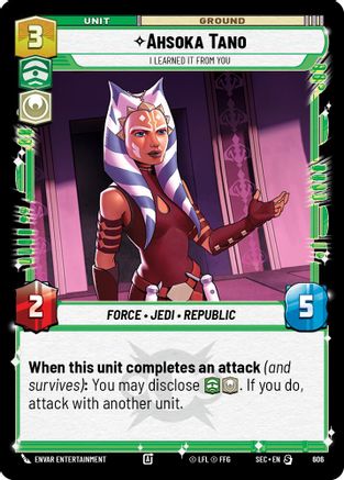 Ahsoka Tano - I Learned It from You (Foil) (606) (606) [Secrets of Power] - Fantasy Flight Games - Card Brawlers | Quebec | Canada |