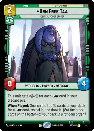 Orn Free Taa - Political Power Broker (Foil) (622) (622) [Secrets of Power] - Fantasy Flight Games - Card Brawlers | Quebec | Canada |