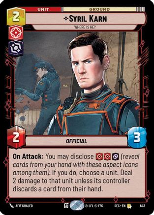 Syril Karn (643) - Where Is He? (Foil) (643) [Secrets of Power] - Fantasy Flight Games - Card Brawlers | Quebec | Canada |