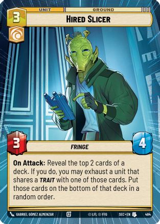 Hired Slicer (484) (Hyperspace) (484) [Secrets of Power] - Fantasy Flight Games - Card Brawlers | Quebec | Canada |