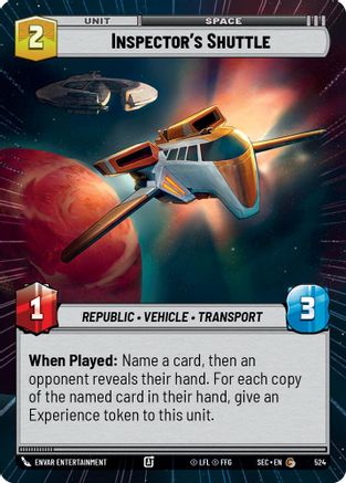 Inspector's Shuttle (524) (Hyperspace) (524) [Secrets of Power] - Fantasy Flight Games - Card Brawlers | Quebec | Canada |