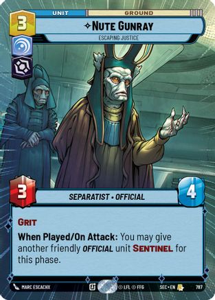 Nute Gunray - Escaping Justice (Hyperspace Foil) (787) (787) [Secrets of Power] - Fantasy Flight Games - Card Brawlers | Quebec | Canada |