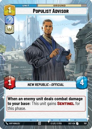 Populist Advisor (797) (Hyperspace Foil) (797) [Secrets of Power] - Fantasy Flight Games - Card Brawlers | Quebec | Canada |