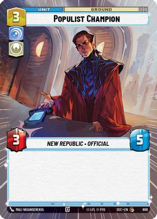 Populist Champion (800) (Hyperspace Foil) (800) [Secrets of Power] - Fantasy Flight Games - Card Brawlers | Quebec | Canada |