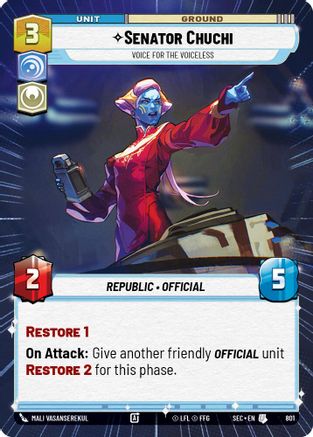 Senator Chuchi - Voice for the Voiceless (Hyperspace Foil) (801) (801) [Secrets of Power] - Fantasy Flight Games - Card Brawlers | Quebec | Canada |