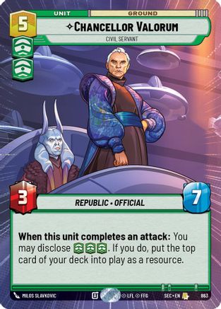 Chancellor Valorum - Civil Servant (Hyperspace Foil) (863) (863) [Secrets of Power] - Fantasy Flight Games - Card Brawlers | Quebec | Canada |
