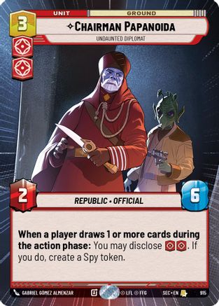 Chairman Papanoida - Undaunted Diplomat (Hyperspace Foil) (915) (915) [Secrets of Power] - Fantasy Flight Games - Card Brawlers | Quebec | Canada |