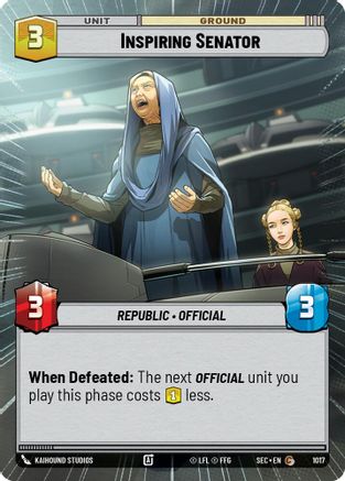 Inspiring Senator (1017) (Hyperspace Foil) (1017) [Secrets of Power] - Fantasy Flight Games - Card Brawlers | Quebec | Canada |