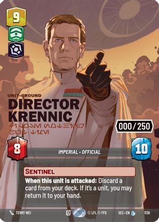 Director Krennic - I Lose Nothing But Time (Serialized) (1136) (1136) [Secrets of Power] - Fantasy Flight Games - Card Brawlers | Quebec | Canada |
