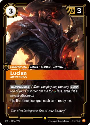 Lucian - Merciless (Alternate Art) (113a/221) - Spiritforged Foil - Spiritforged - Card Brawlers | Quebec | Canada |