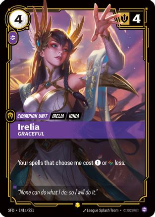 Irelia - Graceful (Alternate Art) (141a/221) - Spiritforged Foil - Spiritforged - Card Brawlers | Quebec | Canada |